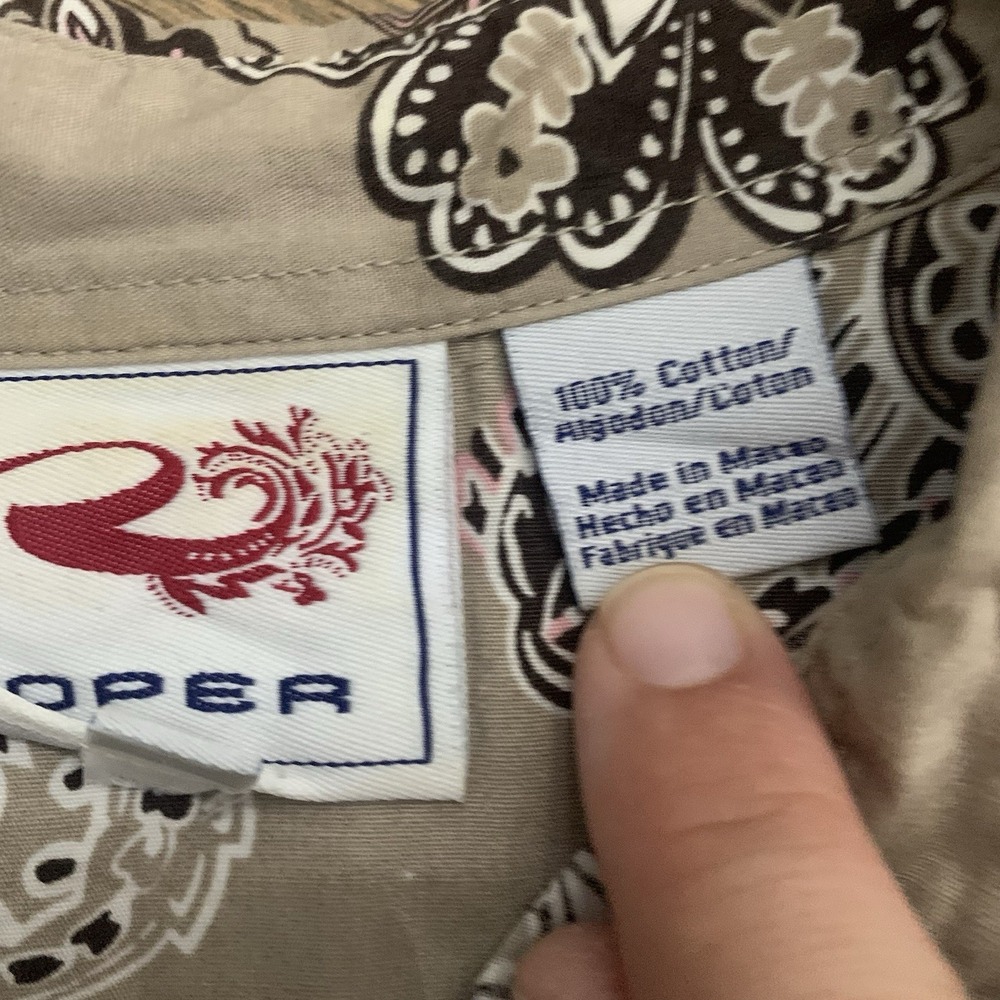 Roper Taupe Paisley Snap-Front Western Shirt with Pink & White Details - Picture 4 of 7